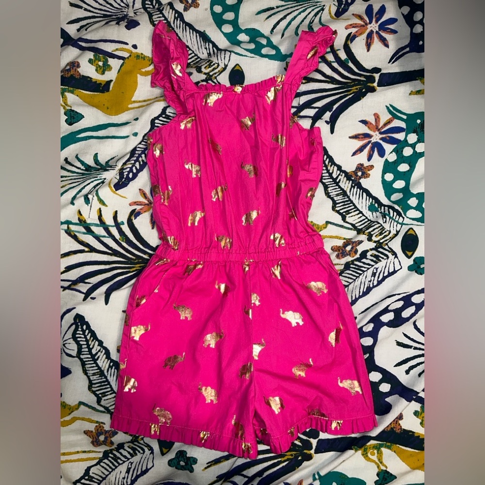 Gymboree Fuchsia Elephant Print Jumpsuit
